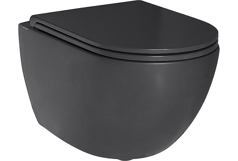 Combi-Pack Elanda Wand-Tiefspül-WC, schwarz matt, spülrandlos + WC-Sitz Softclose