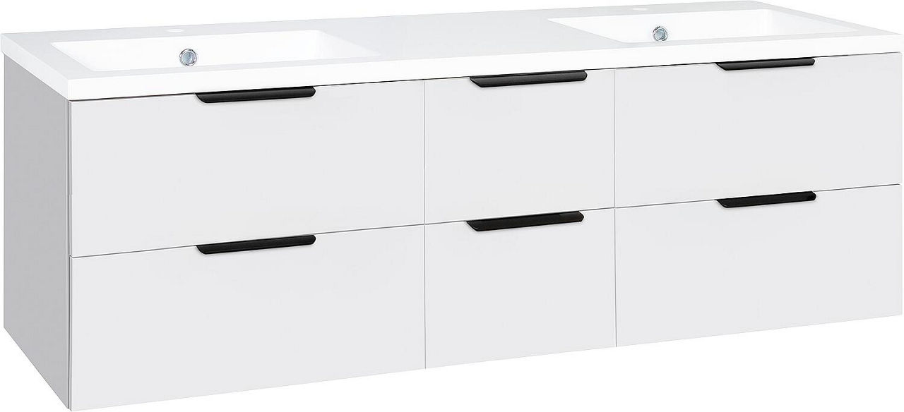WTU + Mineralguss-WT LOSSA 6 Auszüge weiß Hochglanz Breite 1550 mm