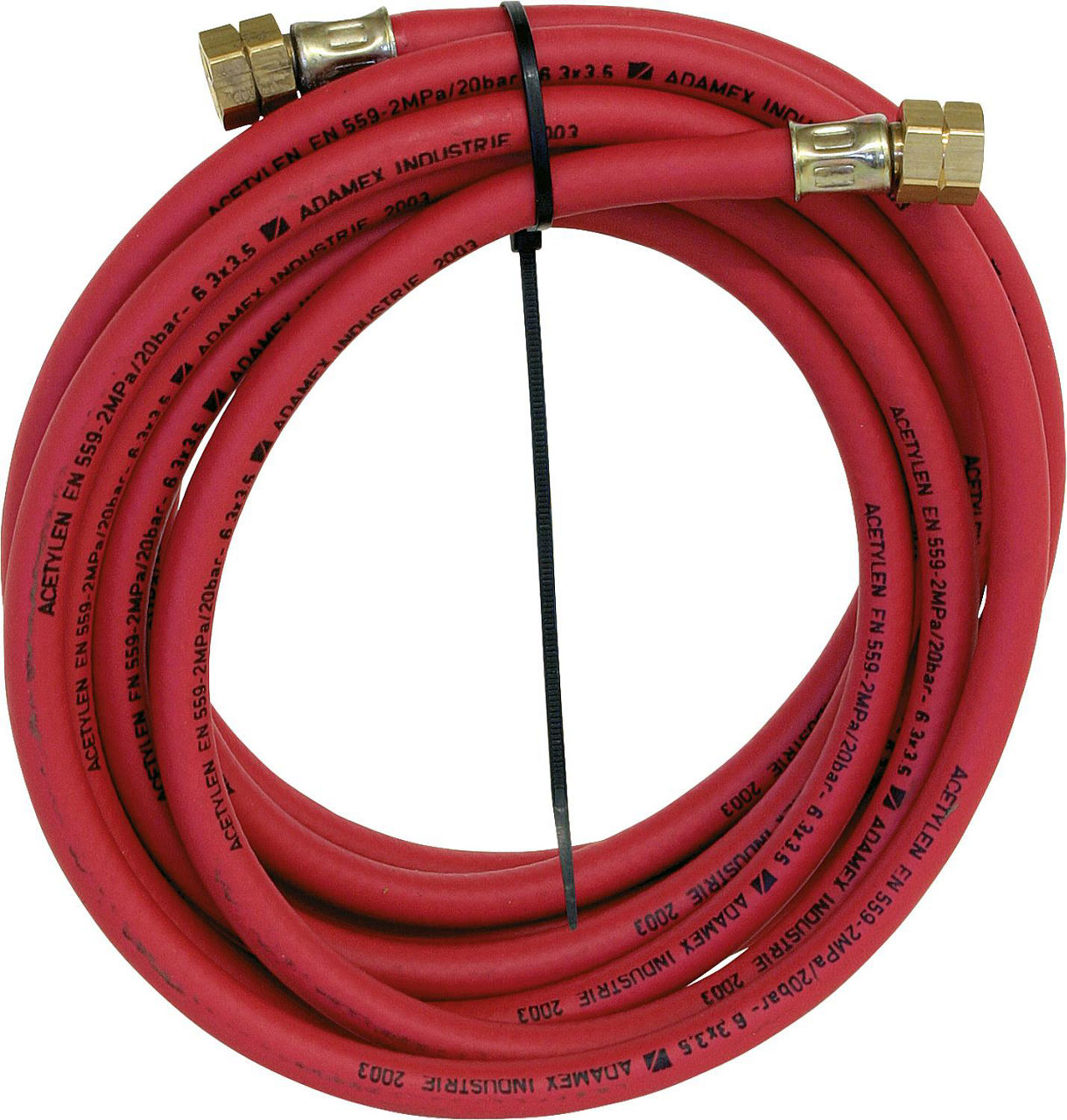Acetylen-Schlauch, 5,0 m Länge, Anschluss R 3/8l x R 3/8 L 6,0 x 3,5 mm Acetylen-Schlauch, 5,0 m Länge, Anschluss R 3/8l x R 3/8 L 6,0 x 3,5 mm
