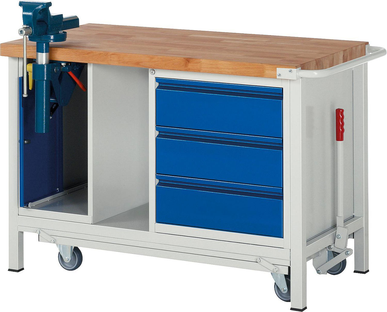 Werkbank mit absenkbarem Fahrgestell RAU 8183 Serie Basic-8 1250 x 880 x 700 mm