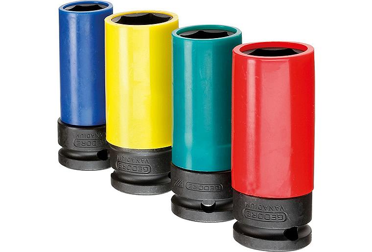 Kraftschraubersatz GEDORE 4-tlg. 1/2", 6-kant, lang, SW 17,19,21 mit Schutzhülse