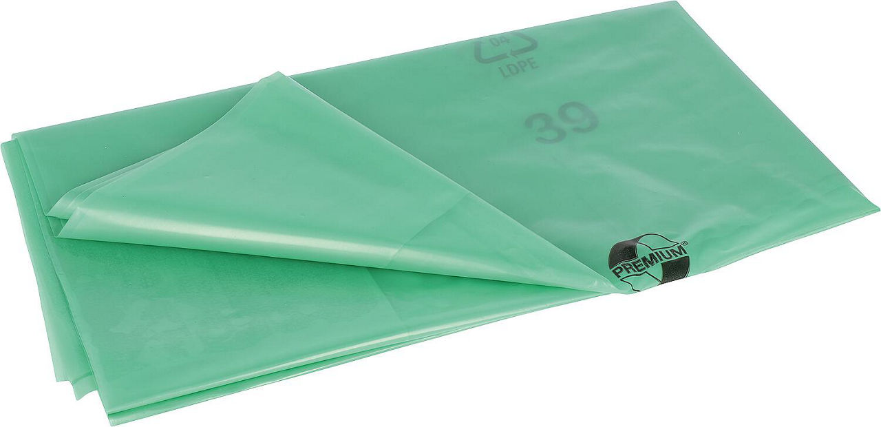 Abfallsäcke aus Recycling-LDPE, geeignet für 120 l Behälter, 950 x 1200 mm grün-transparent, VPE 200 Stück Abfallsäcke aus Recycling-LDPE, geeignet für 120 l Behälter, 950 x 1200 mm grün-transparent, VPE 200 Stück