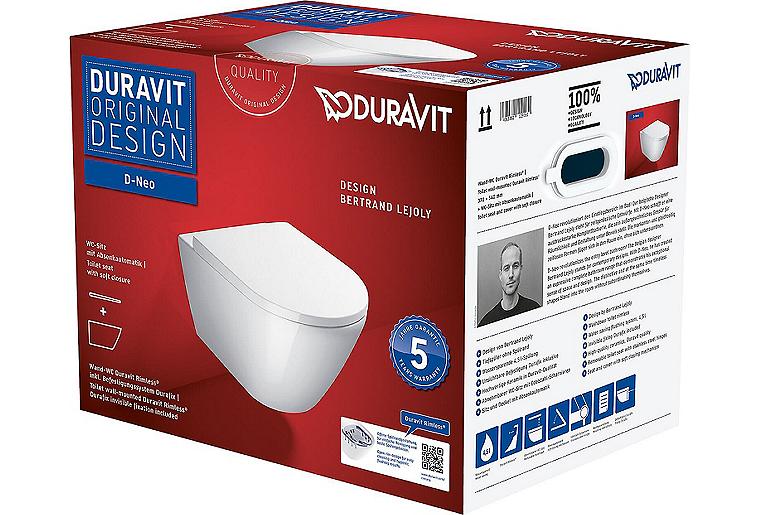 Combi-Pack Duravit D-Neo spülrandlos, geschlossene Keramik, weiß