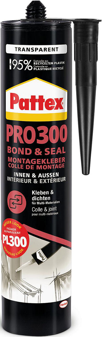Montagekleber PATTEX PRO300 Bond & Seal [transparent] 300g Kartusche~n~
