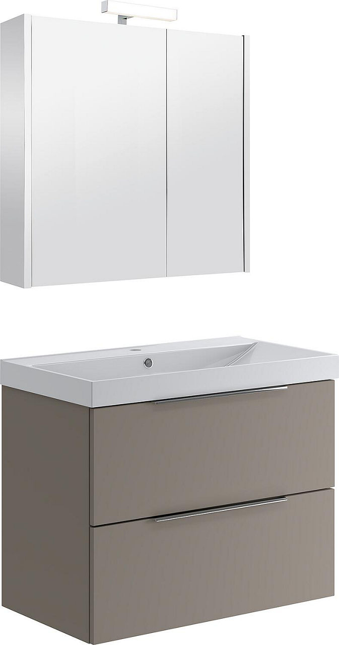 Badmöbel-Set BALI 2.0 Keramik WT, London Grau lackiert 2 Auszüge Breite 810 mm