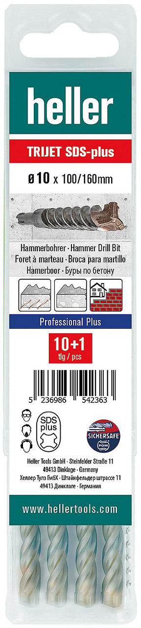 Hammerbohrer HELLER® TRIJET ULTIMATE mit SDS-Plus Aufnahme Ø 8,0 x 100/160mm