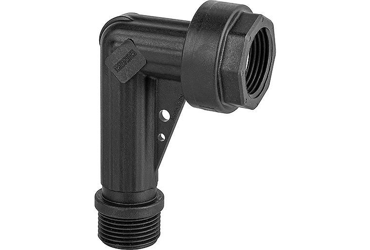 Winkelverschraubung Kunststoff 90° ÜM 1" IG x 1" AG LxB= 105x70mm Winkelverschraubung Kunststoff 90° ÜM 1" IG x 1" AG LxB= 105x70mm