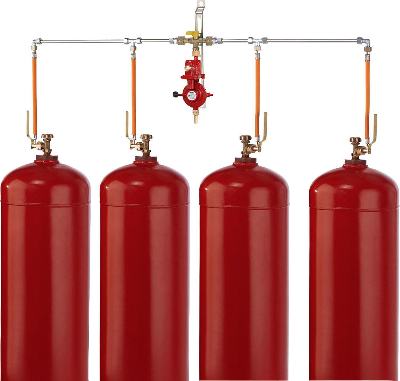 Vierflaschenanlage Doppel-Umschaltventil 4kg/h 50mbar für Flaschen 33kg Vierflaschenanlage Doppel-Umschaltventil 4kg/h 50mbar für Flaschen 33kg