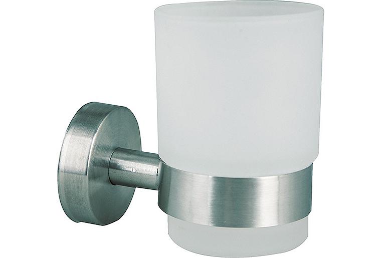Becher AXIAL Glas satiniert, Edelstahl matt inkl. Befestig.