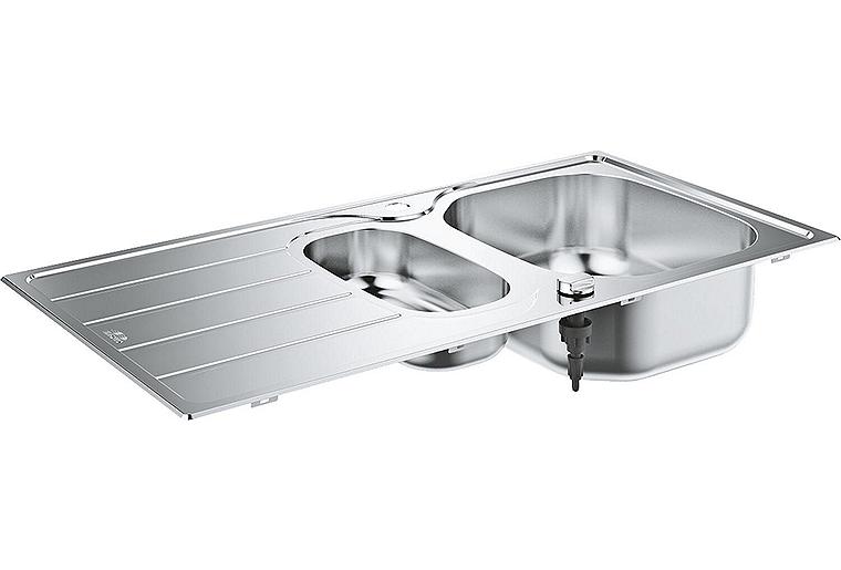 Edelstahlspüle Grohe K200 mit 1,5 Becken reversibel BxT: 965x500 mm