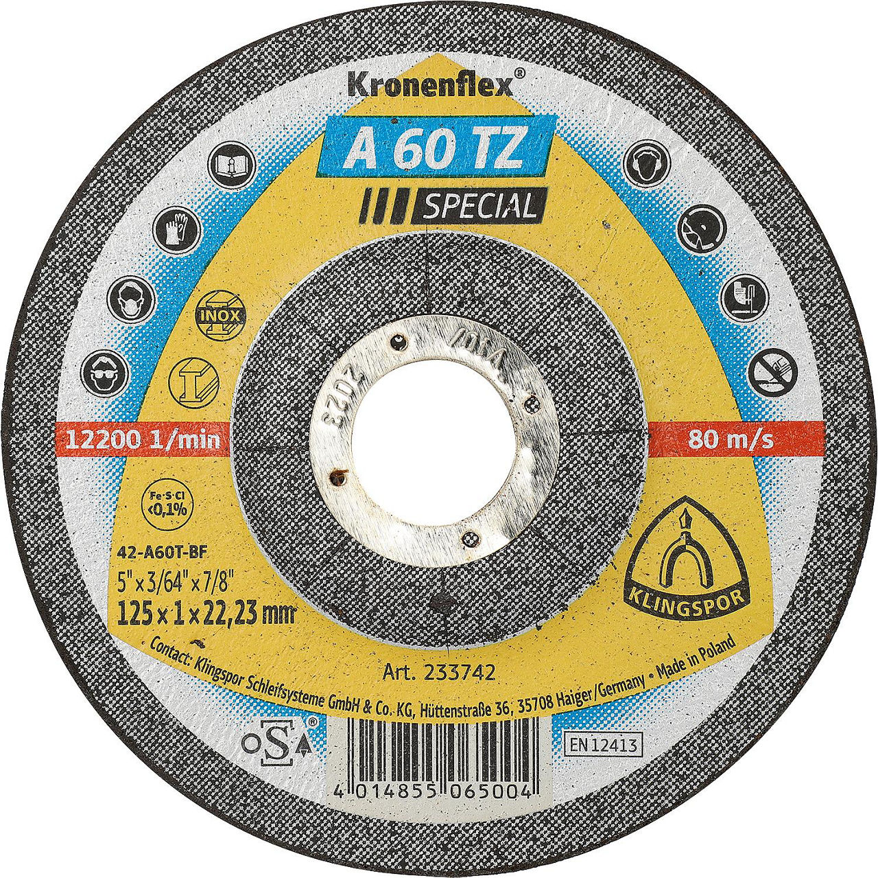 Trennscheibe KLINGSPOR gekröpft 125x1,0x22,23mm Trennscheibe KLINGSPOR gekröpft 125x1,0x22,23mm