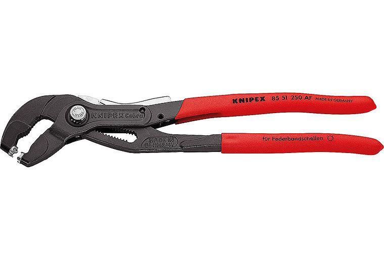 Federbandschellen-Zange Knipex 250mm mit Feststeller Federbandschellen-Zange Knipex 250mm mit Feststeller