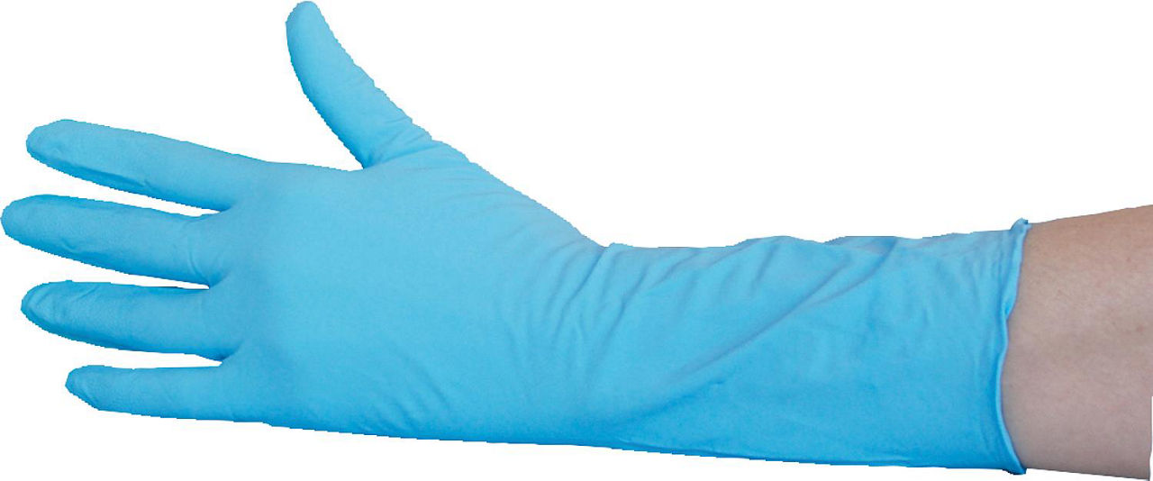 Chemikalien-/ Schutzhandschuh Nitril, puderfrei 30 cm, blau, XL / VPE 50 St. Chemikalien-/ Schutzhandschuh Nitril, puderfrei 30 cm, blau, XL / VPE 50 St.
