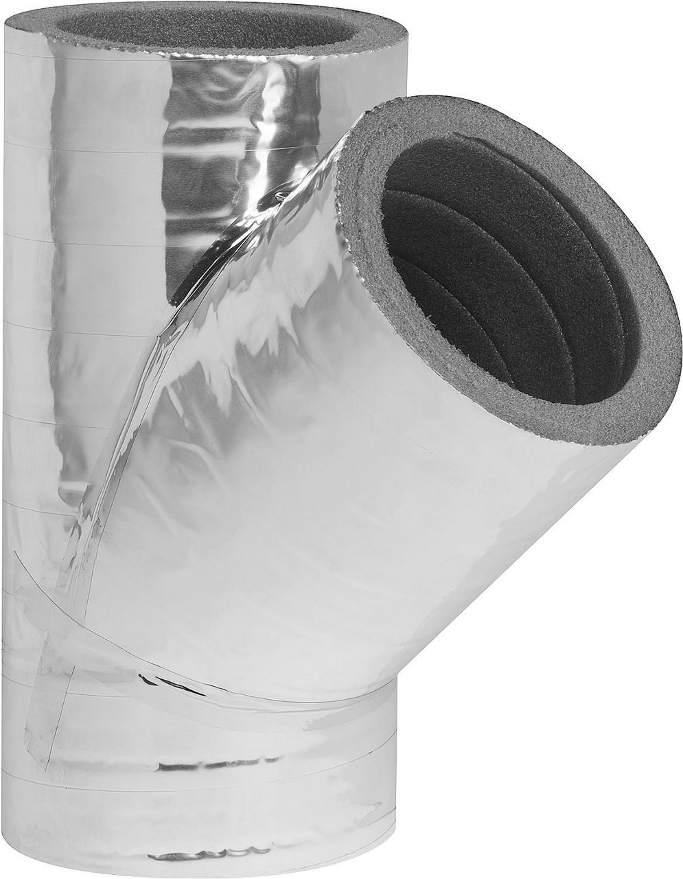 Dämmabzweig 45°, DN200 mit Alubeschichtung, 20mm Wandst. Dämmabzweig 45°, DN200 mit Alubeschichtung, 20mm Wandst.