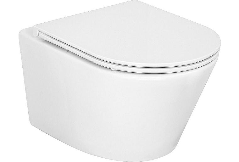 Combi-Pack Amur Wand-Tiefspül WC Spülrandlos und WC-Sitz Edoma Sandwich softclose
