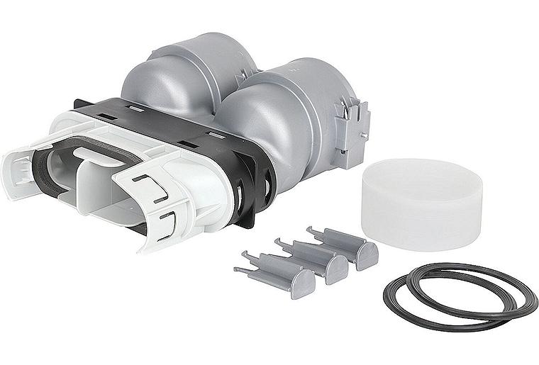 Übergangsstück Flach x Rundrohr 2x Ø75 mm Übergangsstück Flach x Rundrohr 2x Ø75 mm
