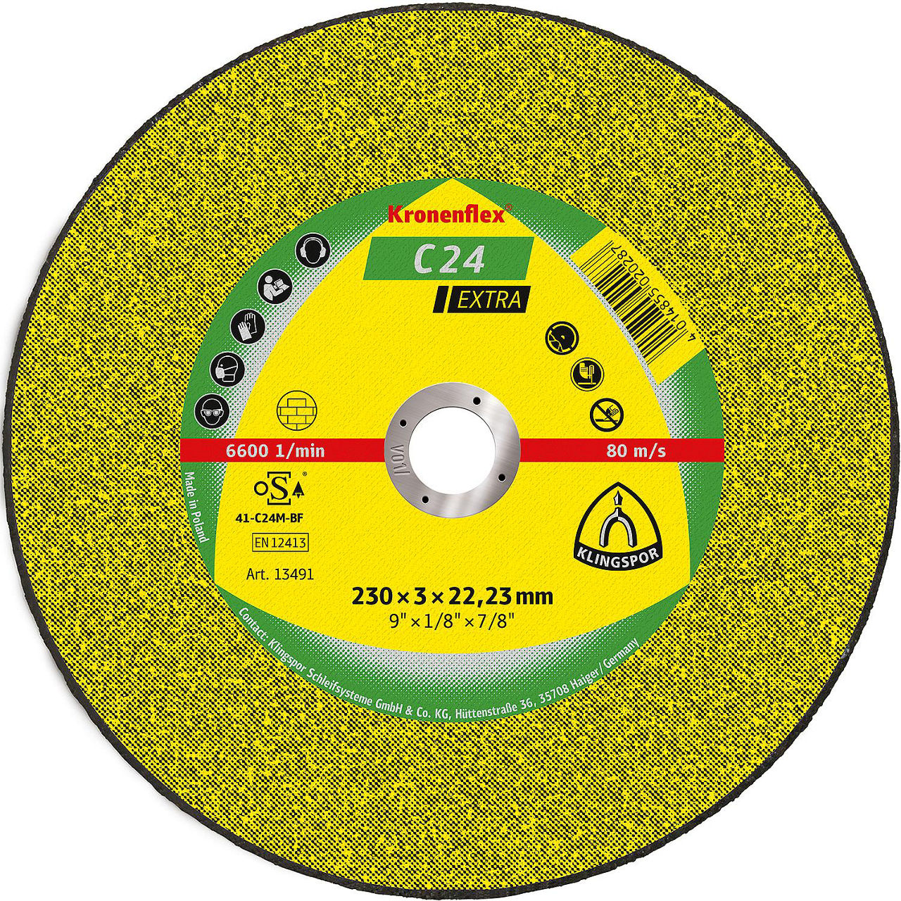 Trennscheibe KLINGSPOR C 24 EXTRA 230 x 3,0 x 22,23 mm, gerade Trennscheibe KLINGSPOR C 24 EXTRA 230 x 3,0 x 22,23 mm, gerade