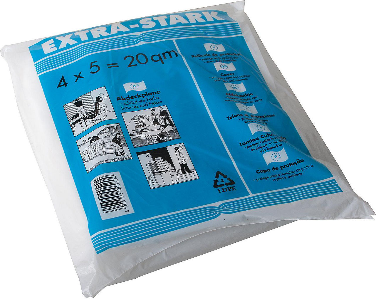 LDPE-Abdeckplane "Extra Stark" ca. 50 my 4 x 5,0 m LDPE-Abdeckplane "Extra Stark" ca. 50 my 4 x 5,0 m
