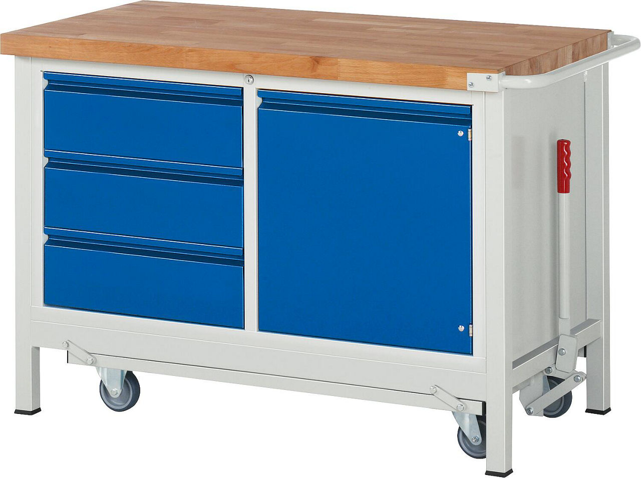Werkbank mit absenkbarem Fahrgestell RAU 8468 Serie Basic-8 1250 x 880 x 700 mm