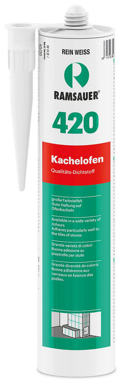 Kachelofen 420 perlweiß temperaturbeständige Fugendichtmasse 310ml Kartusche Kachelofen 420 perlweiß temperaturbeständige Fugendichtmasse 310ml Kartusche
