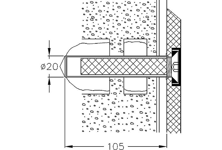 Befestigungs-Set für Wände aus Lochstein oder Vollbaustoff passend zu Serie Cavere