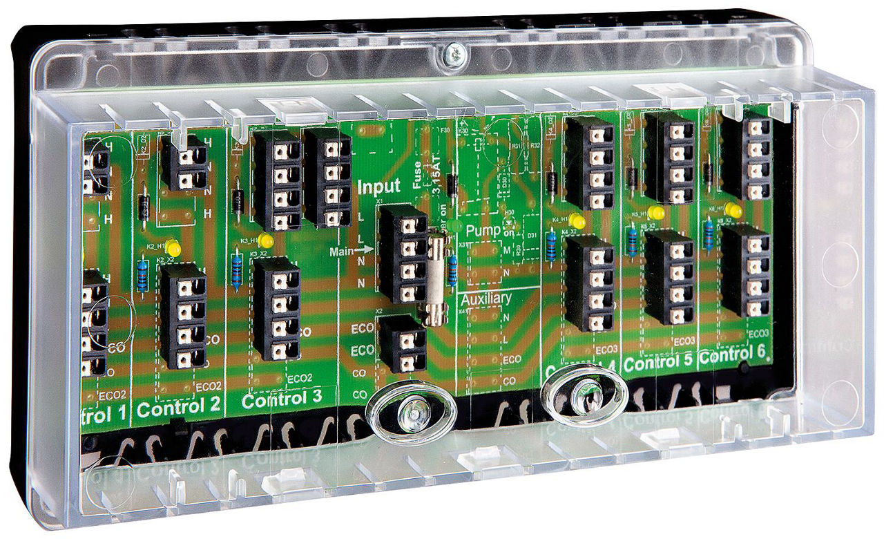 Klemmenleiste, max. 6 Raumthermostate und 12 Stellantriebe, VOOPL-216.176