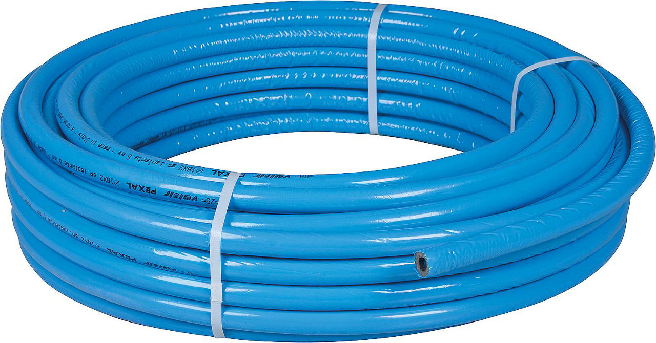 Metallverbundrohr in Rollen 16x2mm mit Isolierung blau,20mm VPE = 50m, EnEV 100%