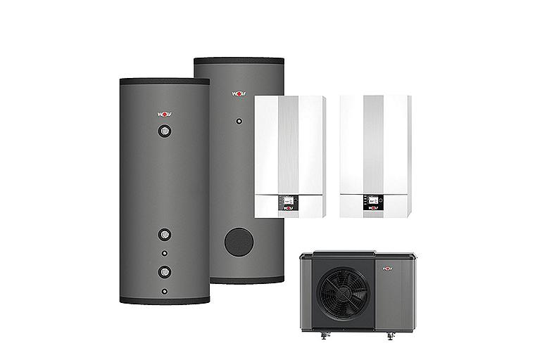 Hybrid-Paket Wolf (R 290), CGB-2 20 mit Monoblock CHA-10/400 Hybrid-Paket Wolf (R 290), CGB-2 20 mit Monoblock CHA-10/400
