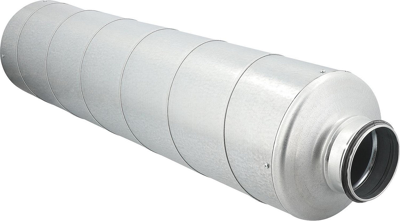 Rohrschalldämpfer starr NW100 L= 900mm, Dämmstärke 50mm , Stahl verzinkt