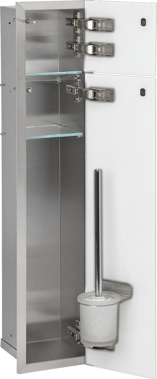 WC-Einbaucontainer Flat Höhe 800 innen Edelstahl gebürstet, 2 Türen schwarz, rechts WC-Einbaucontainer Flat Höhe 800 innen Edelstahl gebürstet, 2 Türen schwarz, rechts