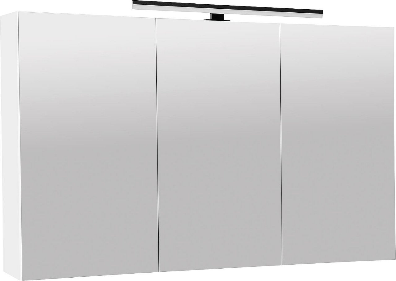 Spiegelschrank Benaro mit LED-Aufsatzleuchte 3 Türen weiß matt, 1200x750x188mm
