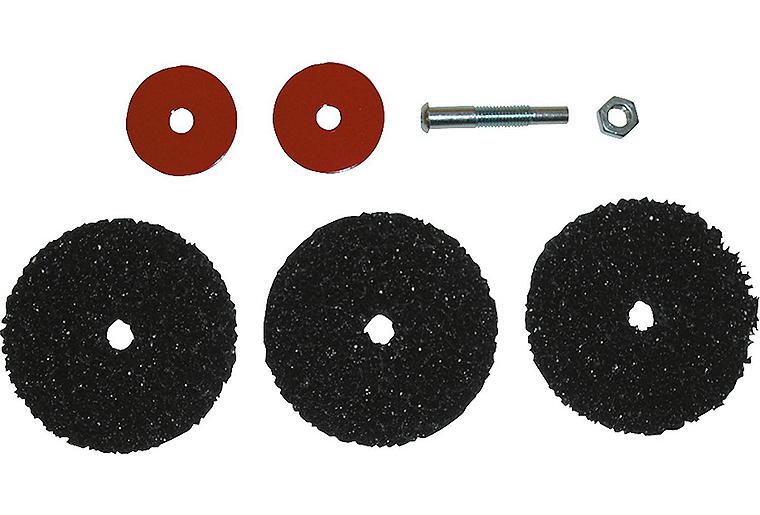 Blechputzteufel bestehend aus 1 Aufnahmedorn 3 Reinigungsscheiben 100 x 12 mm