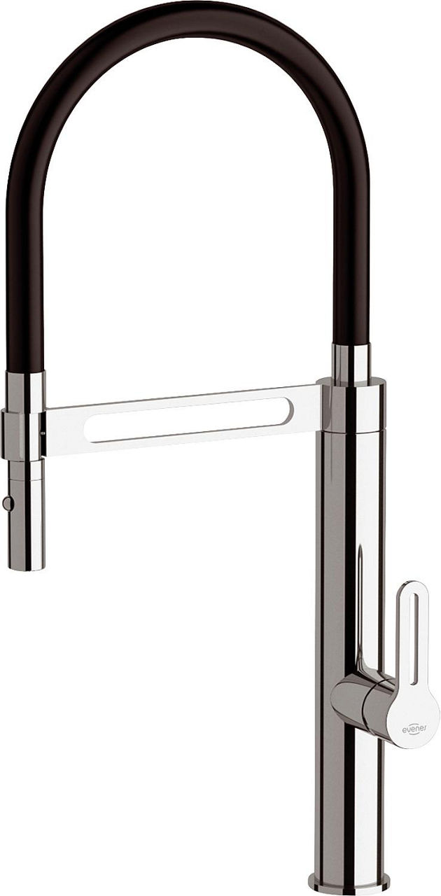 Spültischmischer Enzan Schwenkauslauf schwarz Ausladung 230 mm verchromt