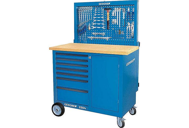 Rollwerkbank GEDORE mit Rückwand und Hakensortiment Rollwerkbank GEDORE mit Rückwand und Hakensortiment