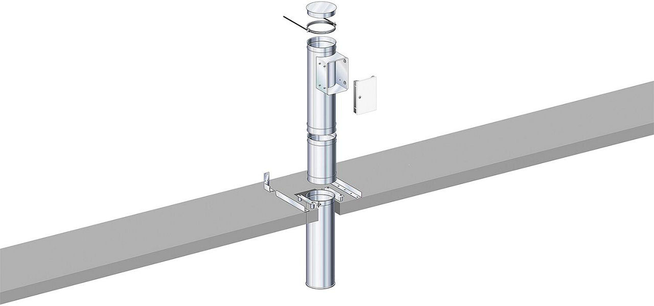 Komplettset Wäscheabwurf mit 1 Türe Wurftiefe 236 cm aus Edelstahl Ø250mm Komplettset Wäscheabwurf mit 1 Türe Wurftiefe 236 cm aus Edelstahl Ø250mm