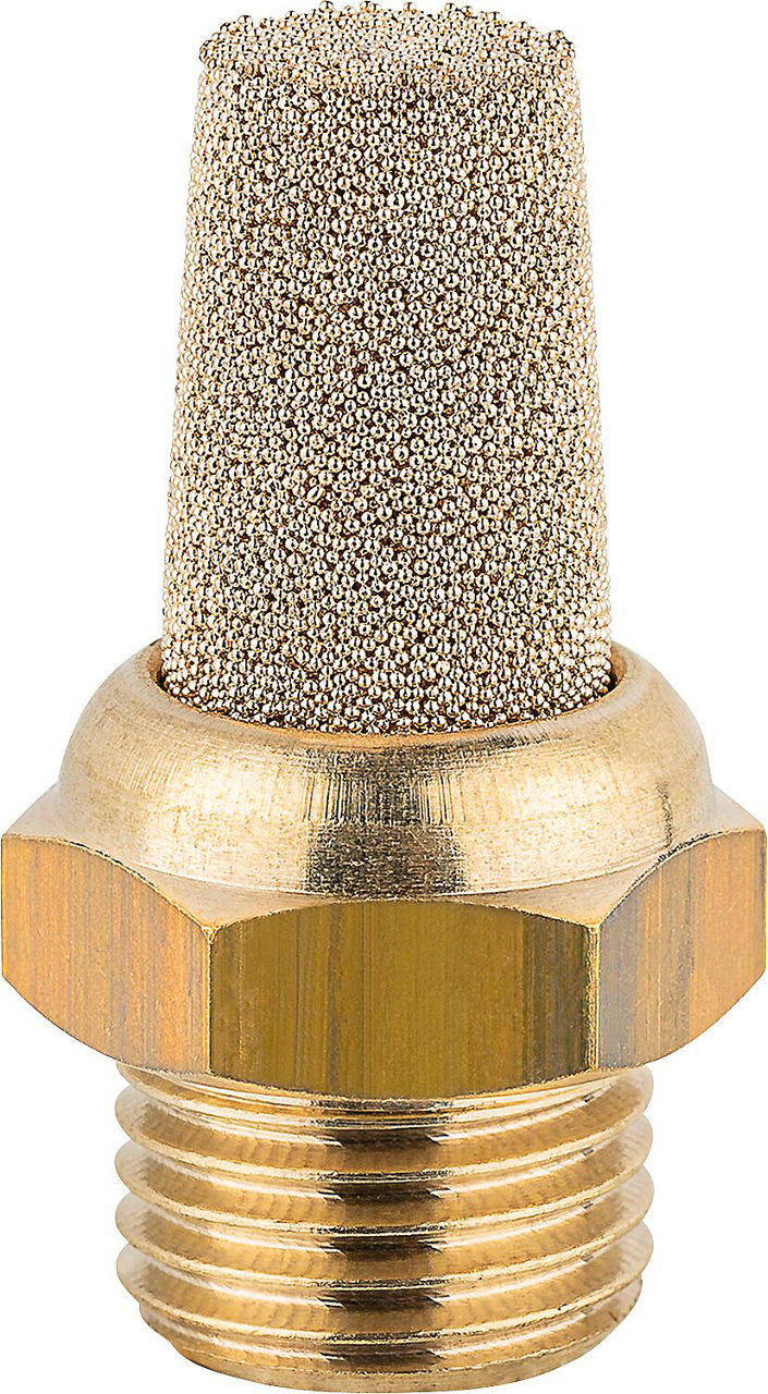 Schalldämpfer aus Sinterbronze mit angesintertem Messing-Sechskant G 1/4 Schalldämpfer aus Sinterbronze mit angesintertem Messing-Sechskant G 1/4