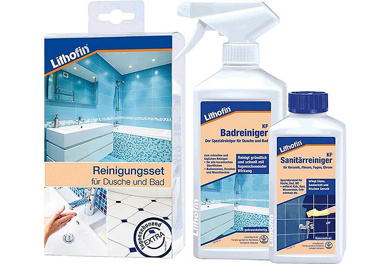 LITHOFIN Reinigerset für Dusche und Bad (2-teilig: KF Badreiniger & KF Sanitärreiniger), 1 Set LITHOFIN Reinigerset für Dusche und Bad (2-teilig: KF Badreiniger & KF Sanitärreiniger), 1 Set