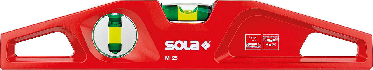 Aluminium-Wasserwaage-Guss SOLA , 25cm (2 Libellen) M 25 Aluminium-Wasserwaage-Guss SOLA , 25cm (2 Libellen) M 25