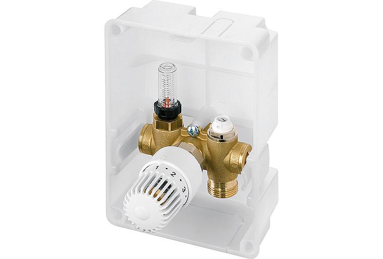 Regelbox SI Blende in Weiß mit Topmeter 3/4" Anschluss Regelbox SI Blende in Weiß mit Topmeter 3/4" Anschluss