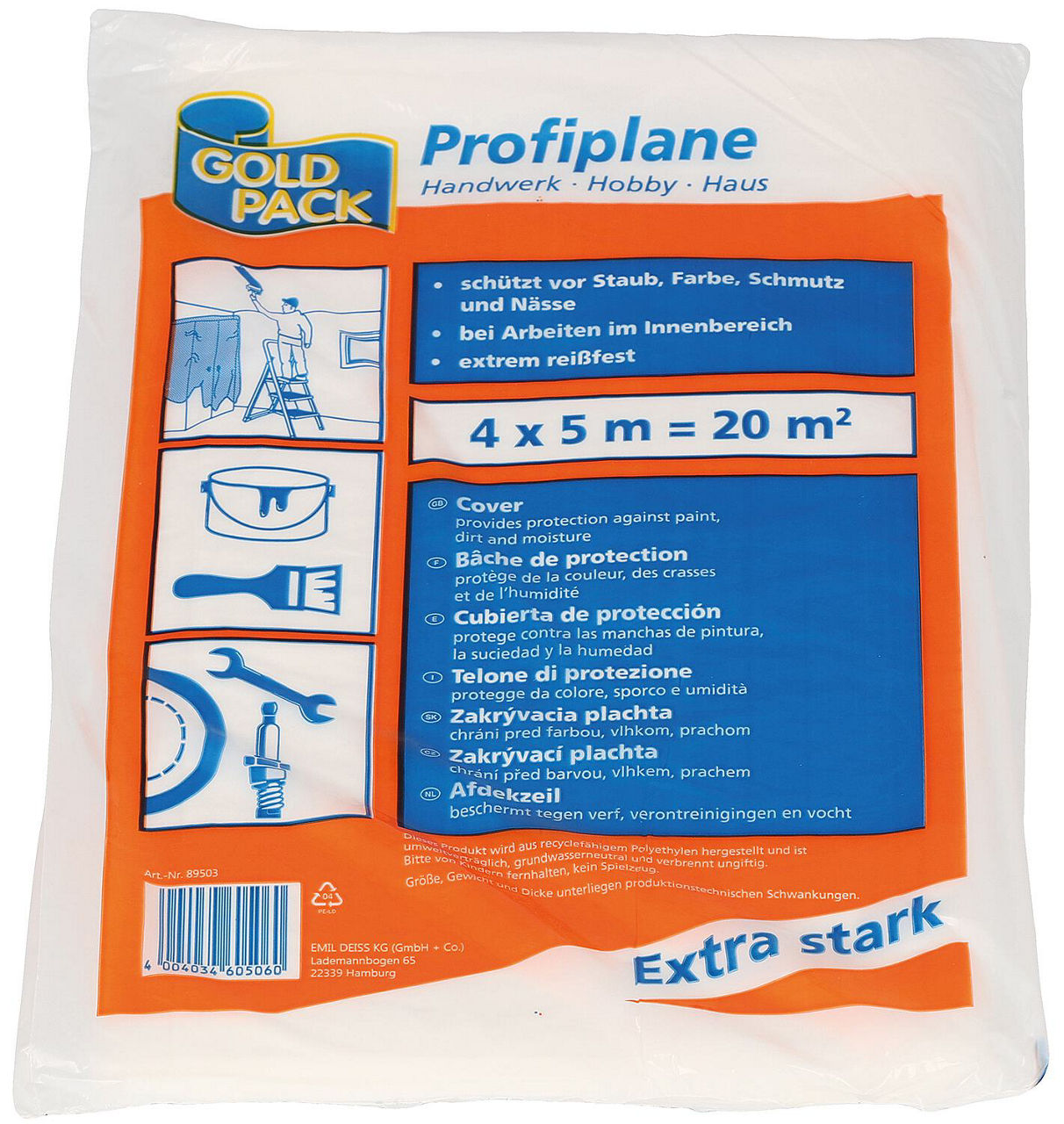 Profiplane aus HDPE 4 x 5 Meter, 20 qm, VPE 1 Stück Profiplane aus HDPE 4 x 5 Meter, 20 qm, VPE 1 Stück