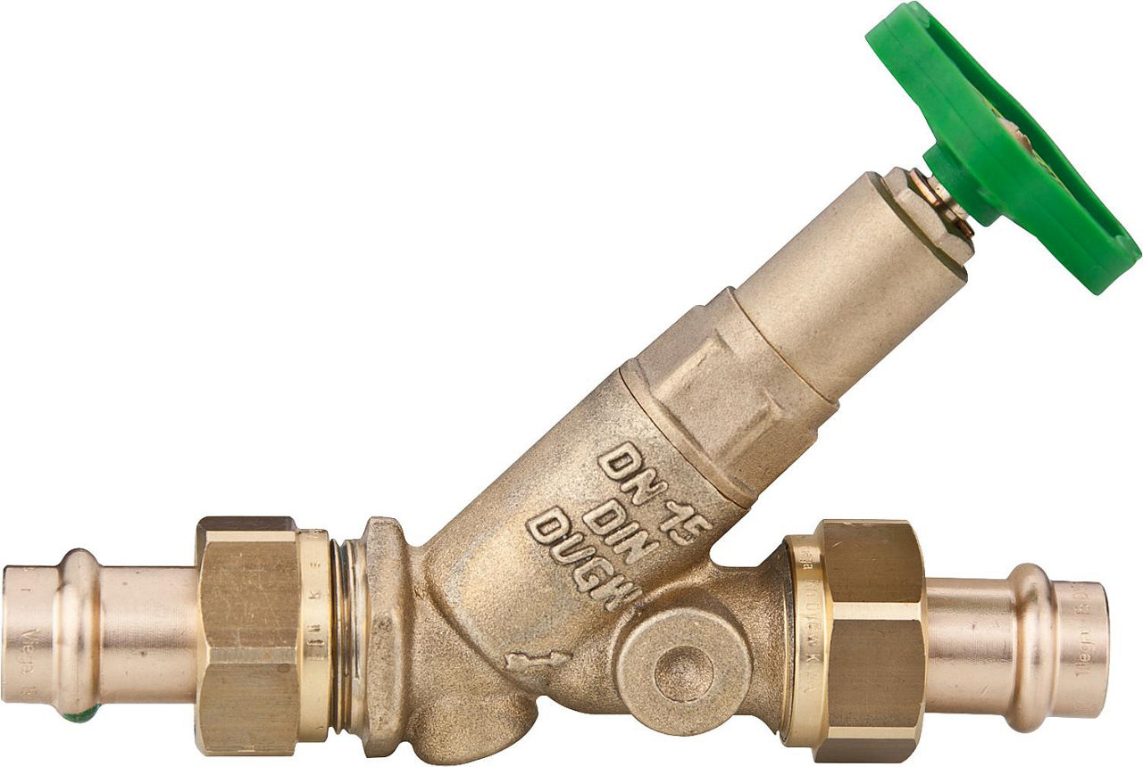 Freistromventil mit Pressverschraubung V-Kontur DN 25/28mm nichtst. Spindel Freistromventil mit Pressverschraubung V-Kontur DN 25/28mm nichtst. Spindel