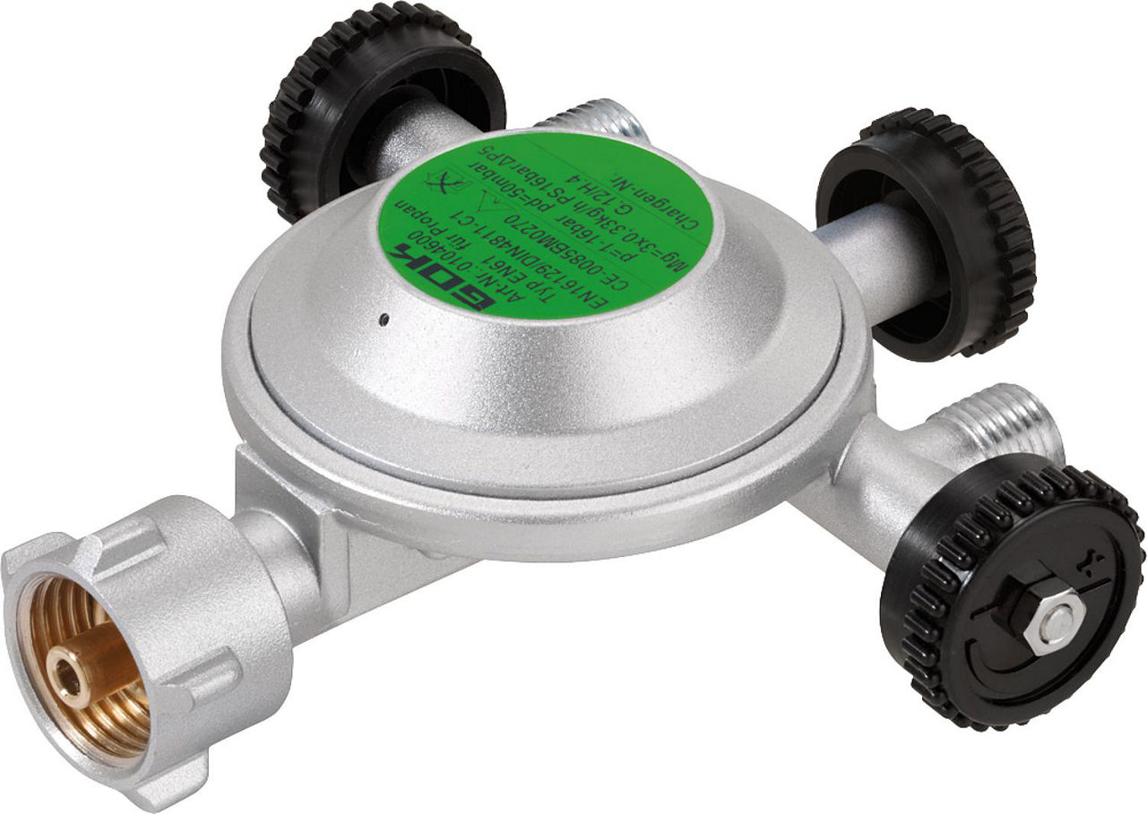 Regler Gas 1 kg/h 50 mbar PN 16 KLF x 3 Abg. G1/4 LH-KN gebördelt Regler Gas 1 kg/h 50 mbar PN 16 KLF x 3 Abg. G1/4 LH-KN gebördelt