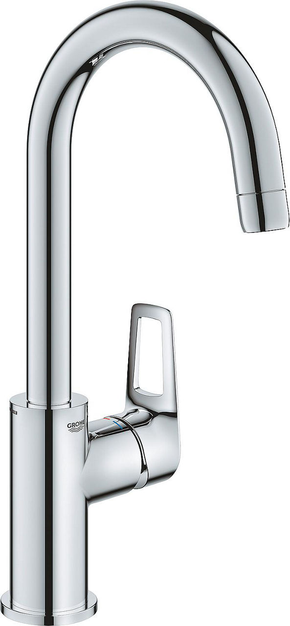 Waschtischmischer Grohe Bauloop L-Size Ausladung 140 mm chrom Push-Open Ablauf