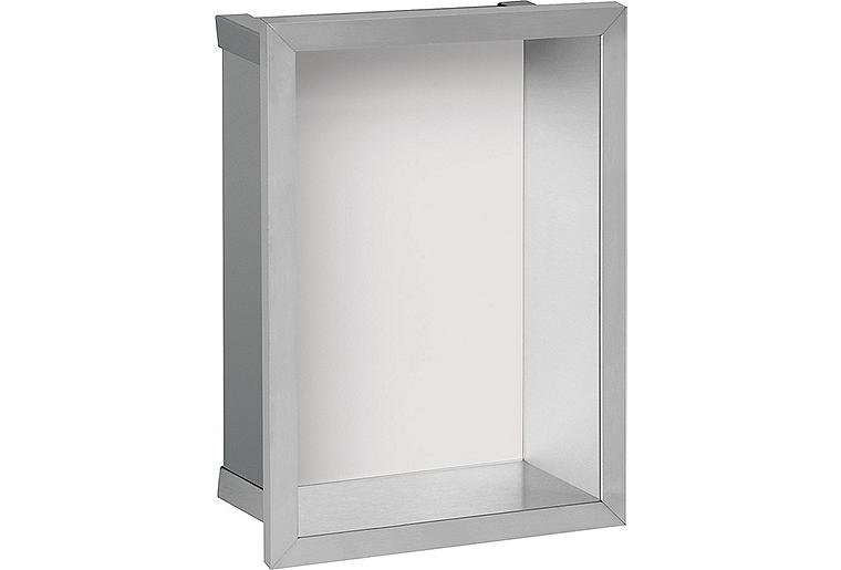 Wandnische, weiße Glasrückwand, Tiefe 150mm, BxH:235x325mm Wandnische, weiße Glasrückwand, Tiefe 150mm, BxH:235x325mm