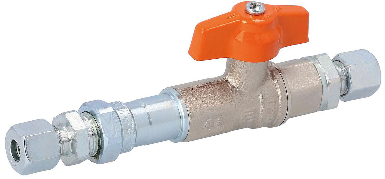 Gaskugelhahn mit TAE RVS 8mm bds. PN5 Gaskugelhahn mit TAE RVS 8mm bds. PN5