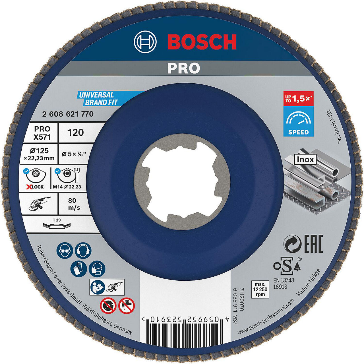 Lamellenschleifteller BOSCH gekröpft mit X-Lock Aufnahme Ø 125mm K120