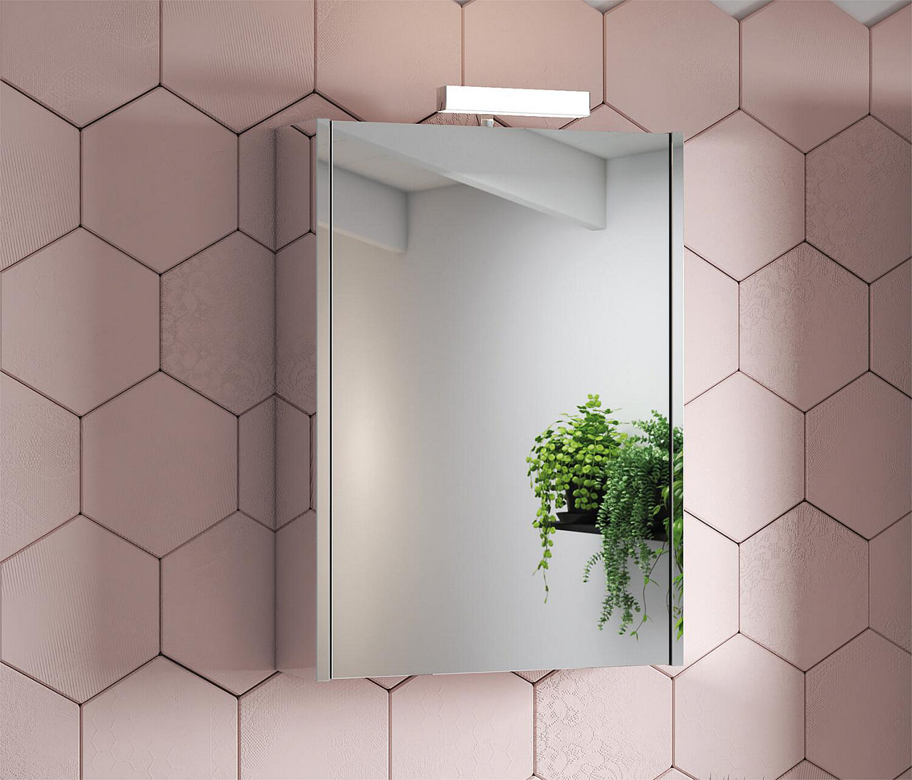 Spiegelschrank Vikja mit LED -Beleuchtung, 1 Türe, seitlich verspiegelt 515x700x155 mm Spiegelschrank Vikja mit LED -Beleuchtung, 1 Türe, seitlich verspiegelt 515x700x155 mm