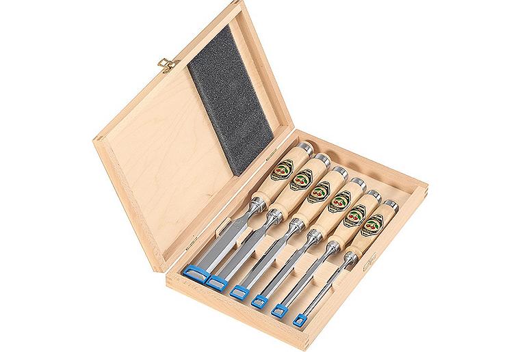 Stechbeitel 6-teilig mit 6, 10, 12, 16, 20, 26 mm im Holzkasten Stechbeitel 6-teilig mit 6, 10, 12, 16, 20, 26 mm im Holzkasten