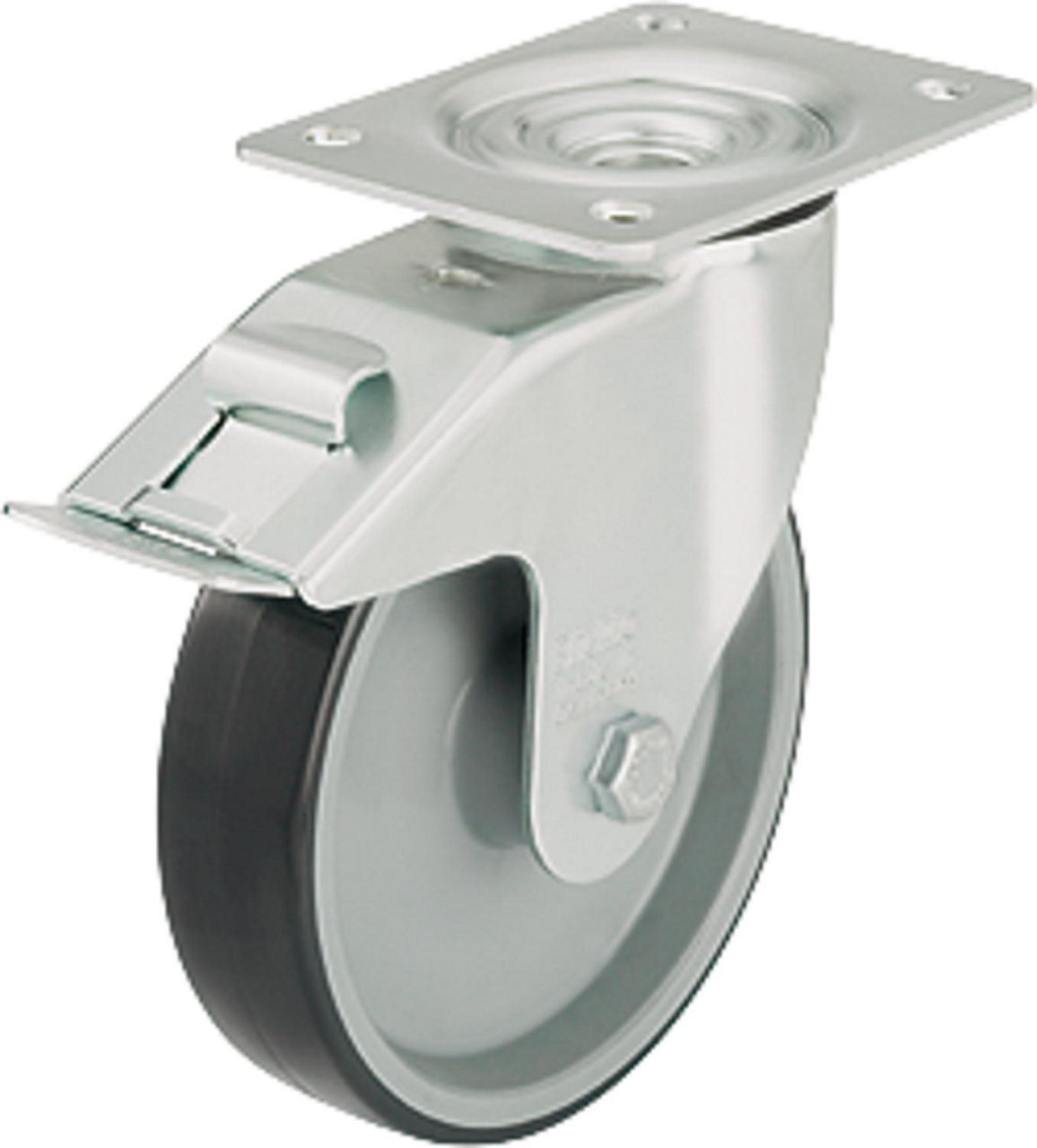 Lenkrolle Polyurethan mit Feststeller,Plattengröße 140x110mm, Rad-Ø 160mm,Tragfähigkeit 300kg Lenkrolle Polyurethan mit Feststeller,Plattengröße 140x110mm, Rad-Ø 160mm,Tragfähigkeit 300kg