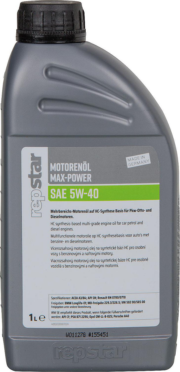 Motoröl REPSTAR SAE 5W-40 Max Power 1l Flasche Motoröl REPSTAR SAE 5W-40 Max Power 1l Flasche